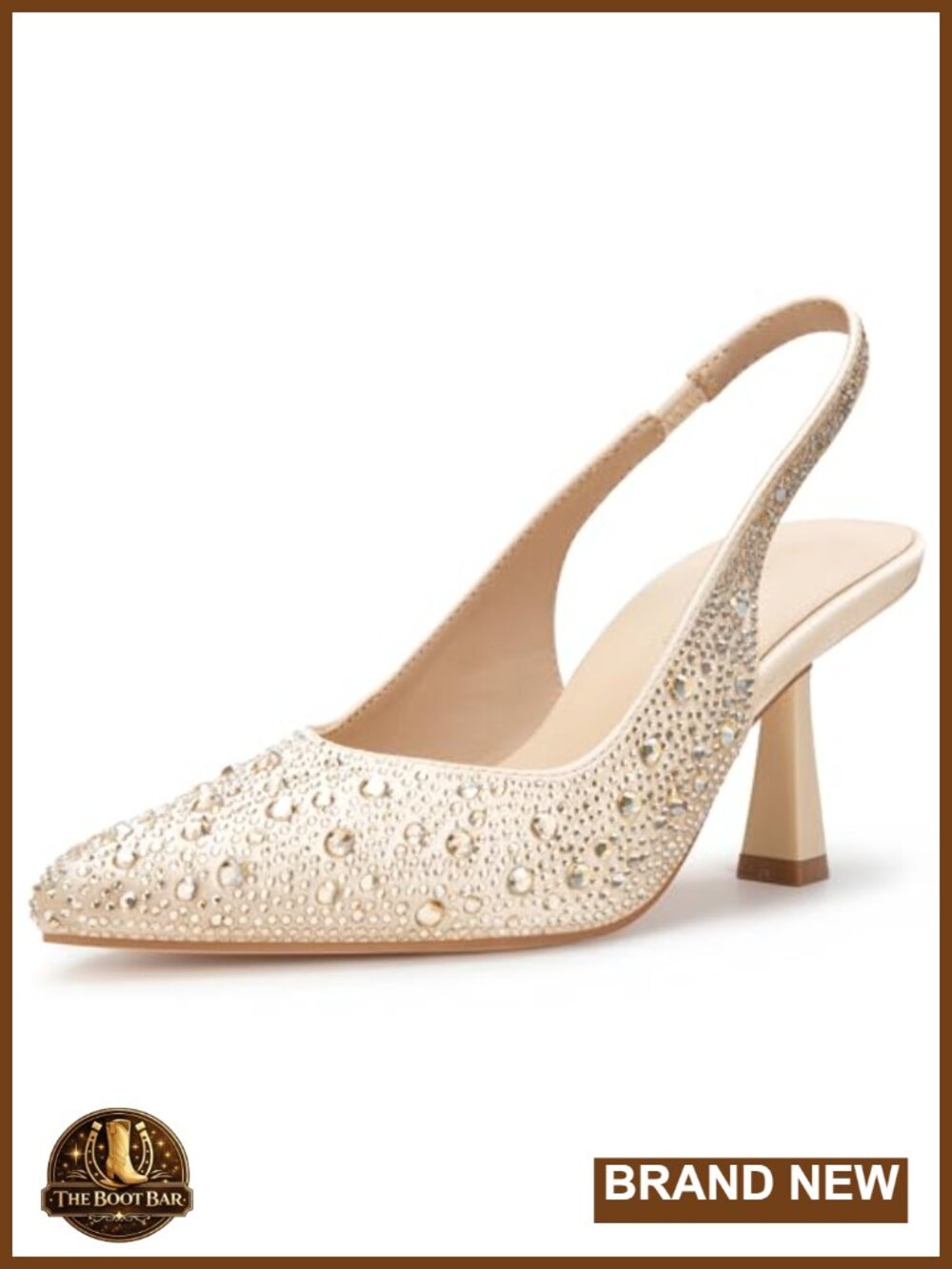 Kitten Heel Slingback Pumps Embroidered Rhinestone Formal Bridal